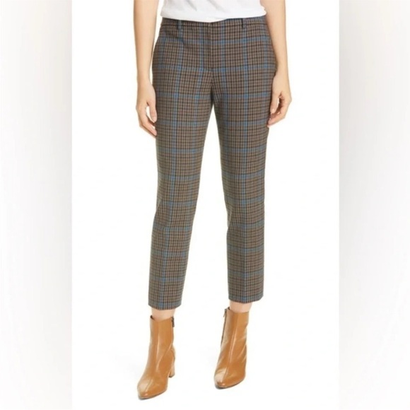 Theory Testro O Dawson Portland Plaid Slim Pants Brown/Blue Size 4 - Picture 1 of 7